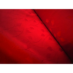 Tkanina obrusowa - czerwona - małe listki