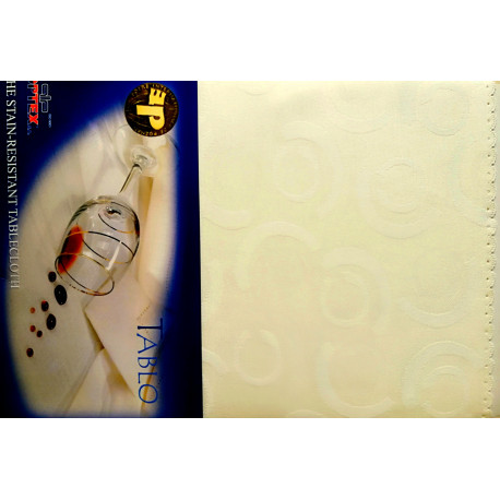 Kremowy obrus - Ząbek 160 x 110 (kółka)