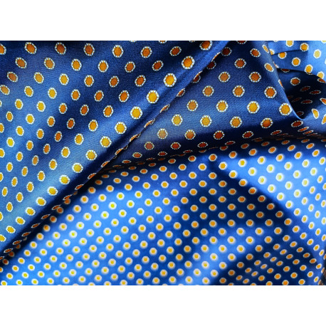 Podszewka niebieska - kwiatki - wiskoza